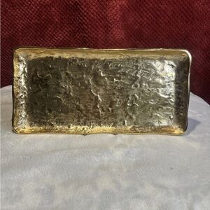 Casey Metal Tray, Medium,
14L × 7W x 1H Gold-Tone Unique Brutalist Finish